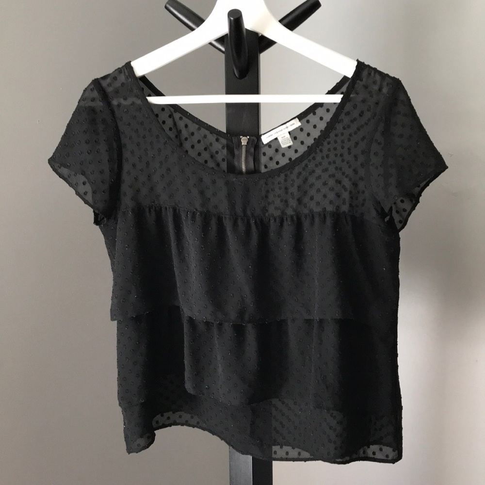 Short Sleeve Black Blouse